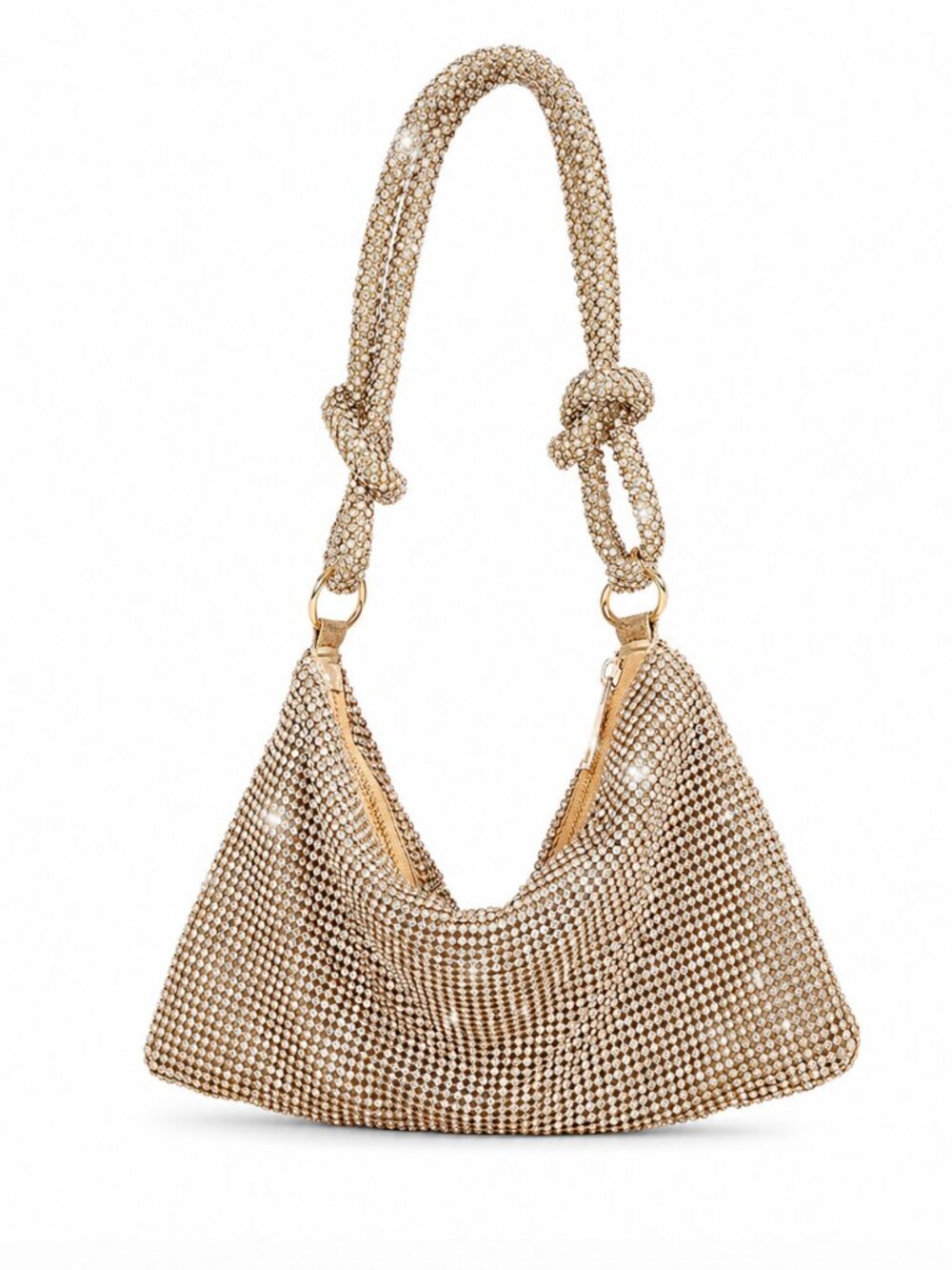 NWT Gold Rhinestone Hobo Shoulder Bag Evening Purse